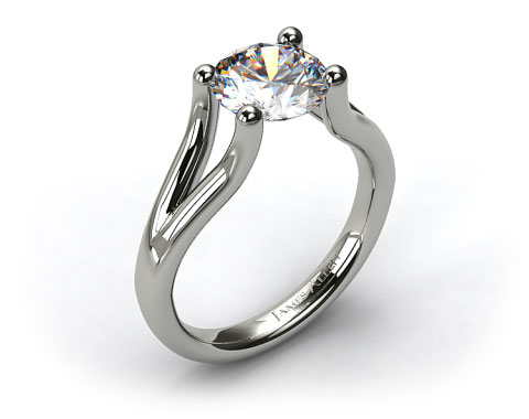 18k White Gold Ball-Tip Split Shank Tension Set Engagement Ring